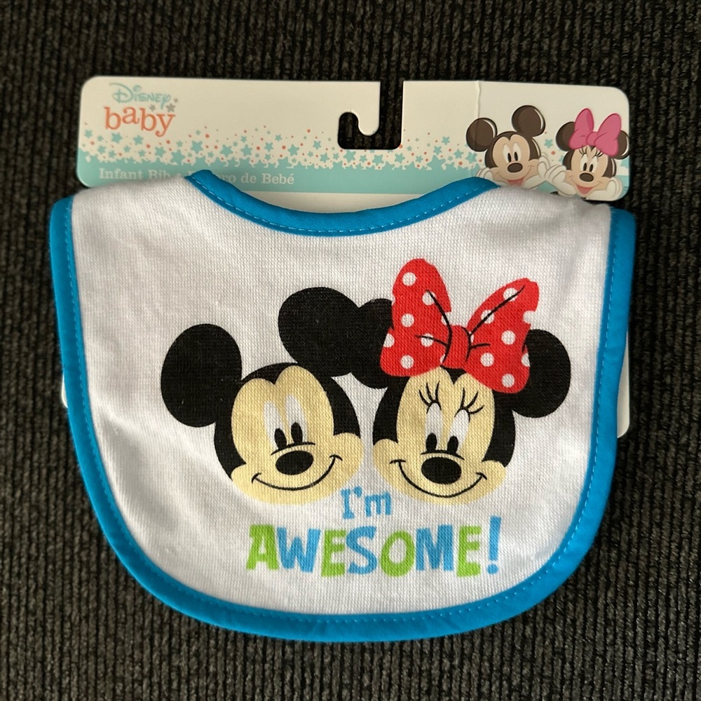 Disney baby infant bib im awesome mickey mouse and minnie